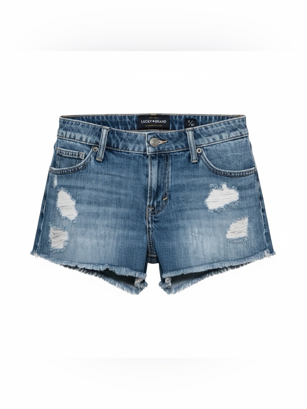 Lucky Brand Distressed Medium Wash Denim Jean Shorts